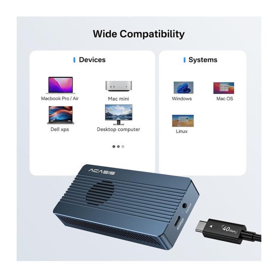 ACASIS TBU405PRO M1 40GBPS M.2 NVME SSD ENCLOSURE BUILT IN COOLING FAN