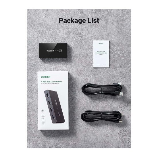 UGREEN 2 IN 4 OUT USB3.0 SHARING SWITCH (30768)