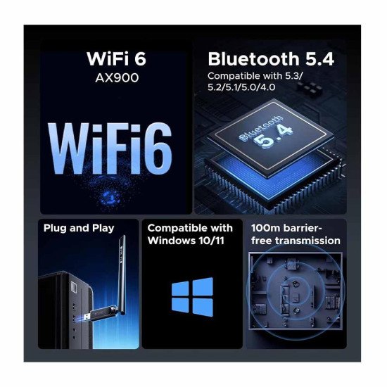 UGREEN CM845 AX900 WIFI 6 & BLUETOOTH 5.4 DUAL-BAND USB ADAPTER