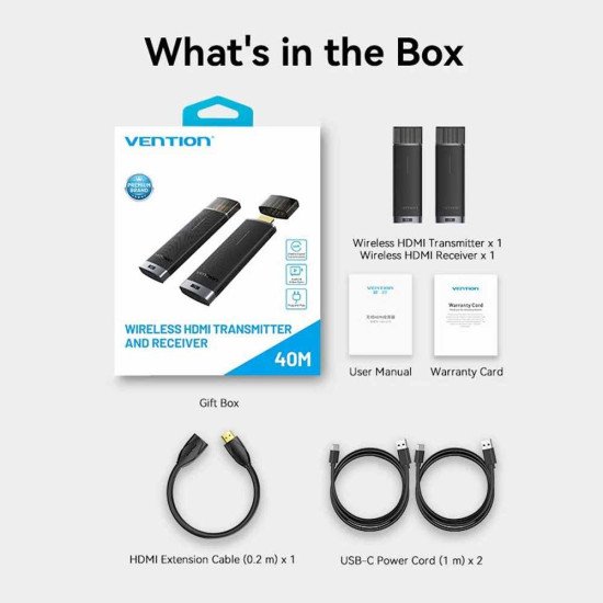Vention ADCB0 Wireless HDMI Transmitter and Receiver Kit 40M