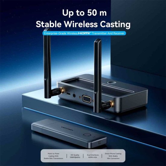 VENTION ENTERPRISE GRUDE WIRELESS HDMI TRANSMITTER AND RECEIVER 50M (ADTH0)