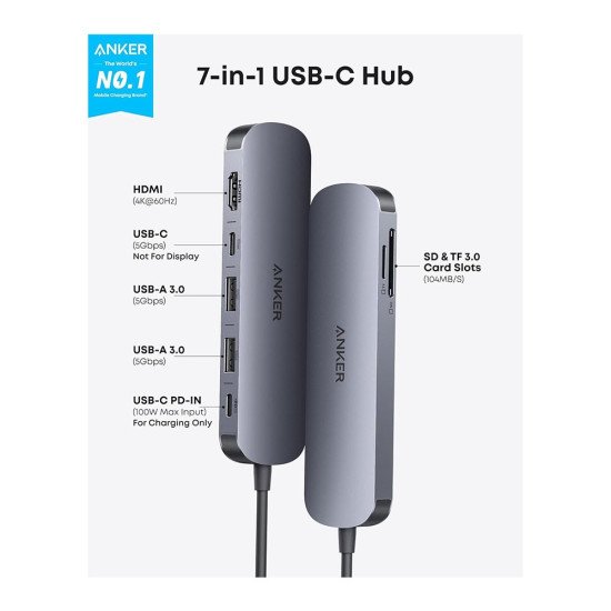 ANKER NANO 7 IN 1 USB C DOCKING STATION (A83D2)