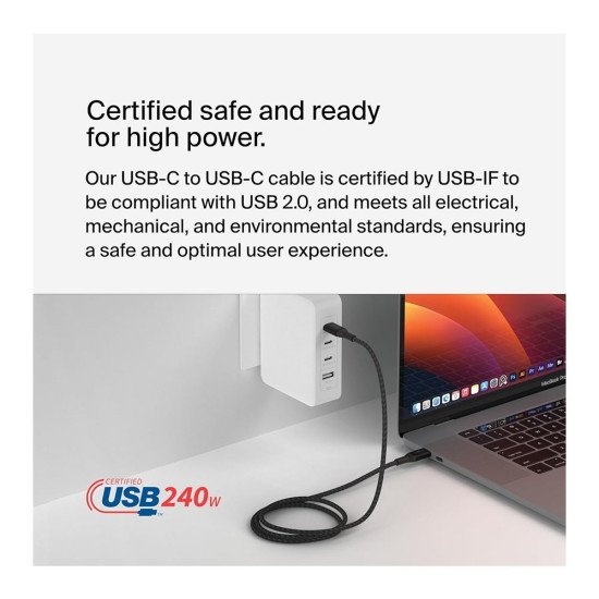 Belkin BoostCharge USB-C to USB-C Cable 240W (CAB015)