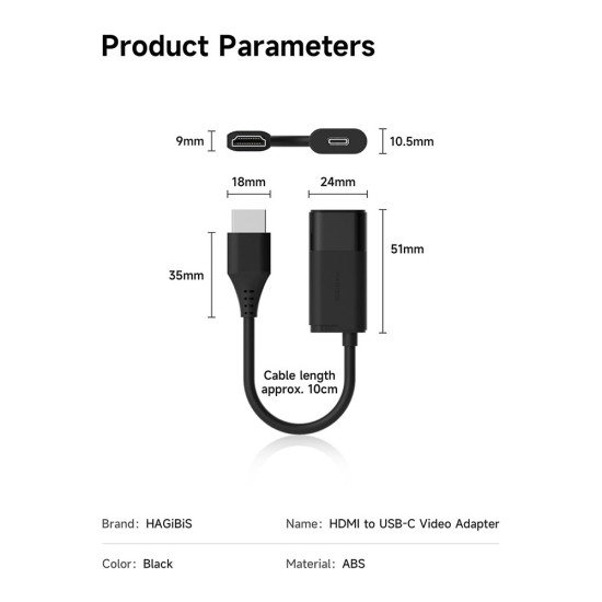 HAGIBIS HTD01 HDMI TO USB-C CONVERTER