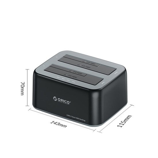 ORICO 2.5 & 3.5 INCH 2 BAY USB 3.2 HDD DOCKING STATION (6829C3-C)