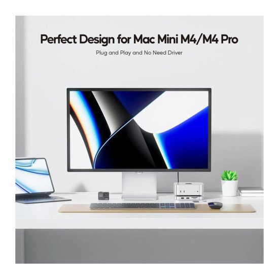 PULWTOP MAC MINI M4/M4 PRO HUB STAND DOCK WITH EXTERNAL STORAGE UPGRADE M.2 SSD ENCLOSURE