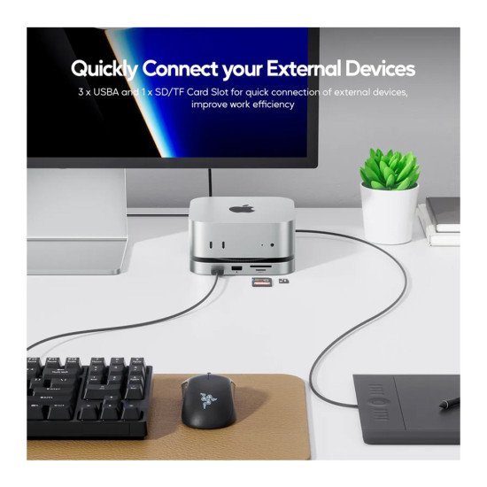 PULWTOP MAC MINI M4/M4 PRO HUB STAND DOCK WITH EXTERNAL STORAGE UPGRADE M.2 SSD ENCLOSURE