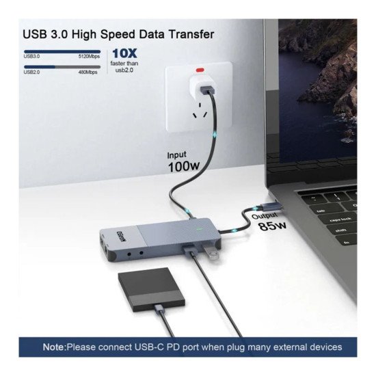 QGEEM GIQ 11-IN-1 4K USB-C DISPLAY LINK DOCKING STATION (D6906P)