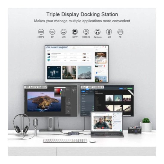 QGEEM GIQ 11-IN-1 4K USB-C DISPLAY LINK DOCKING STATION (D6906P)