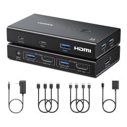 UGREEN 4K@60Hz HDMI KVM Switch 1 Monitor 2 Computer Ak 502 (75246)