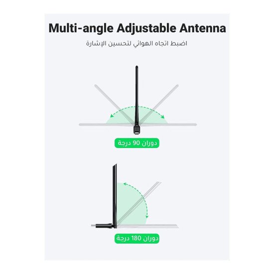 UGREEN AC650 HIGH GAIN DUAL BAND WIRELESS ADAPTER CM496 (90339)