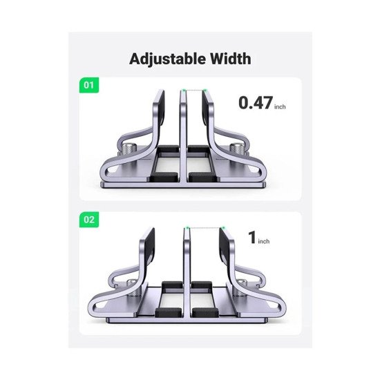 UGREEN ALUMINUM VERTICAL LAPTOP STAND DUAL SLOTS (60643)