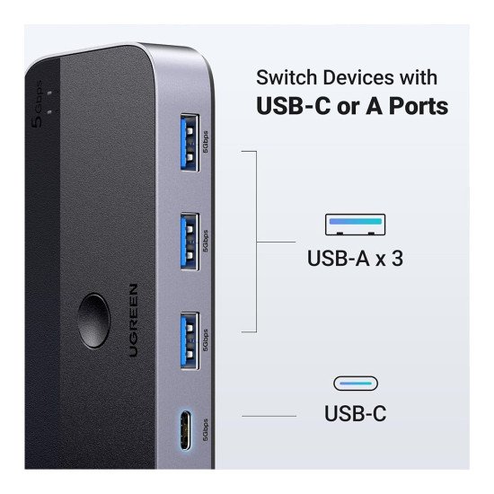 UGREEN USB 3.0 Switch 2 Computers Sharing USB C & A Devices 4 Port USB Switcher CM662 (15705)