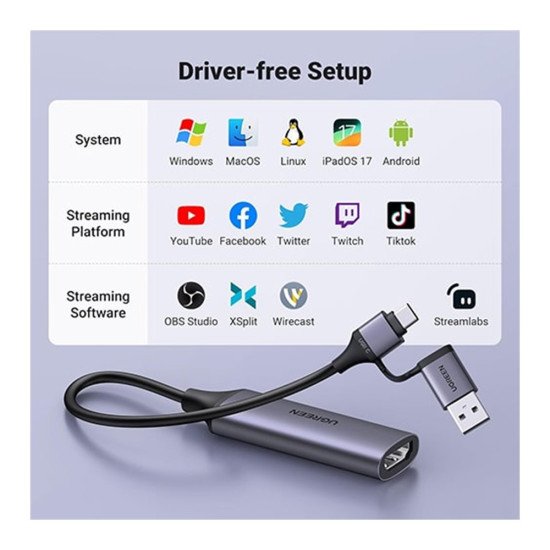 UGREEN CM716 (25854) HD USB VIDEO CAPTURE CARD