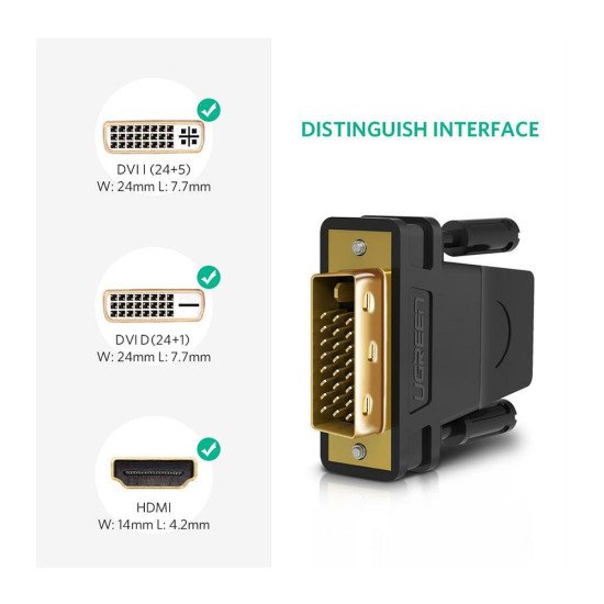UGREEN DVI 24+1 TO HDMI FEMALE CONVERTER (20124)