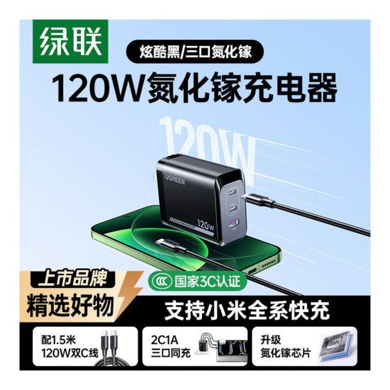 UGREEN GAN CHARGER 120W X375 (75712)
