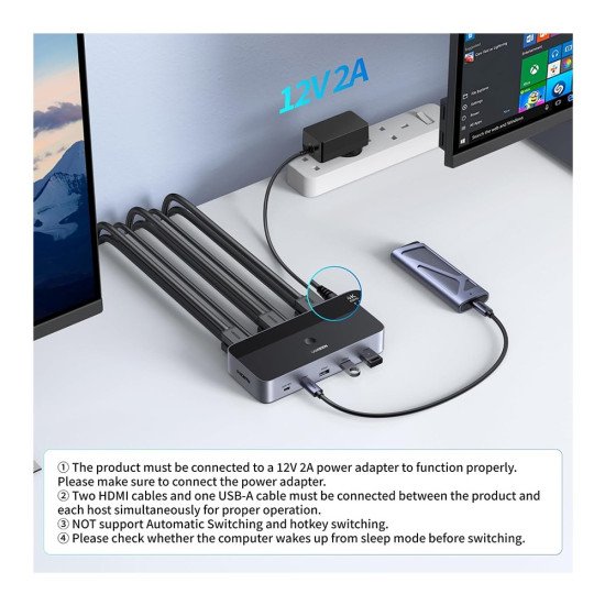 UGREEN HDMI KVM SWITCH 2 MONITOR 2 COMPUTER AK500 (85719)
