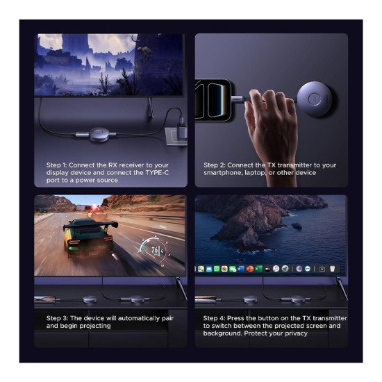 UGREEN Magnetic Wireless USB C Transmitter and HDMI Receiver (75500)
