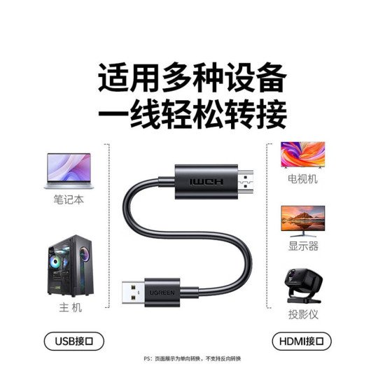 UGREEN USB TO HDMI CABLE 1.5M CM842 (85063)