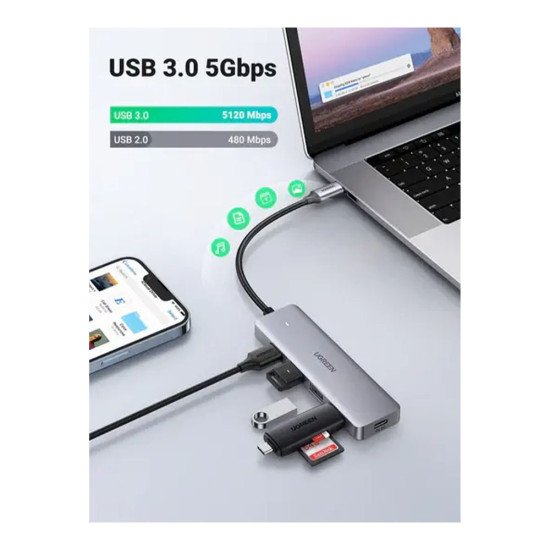 UGREEN USB3.0 USB A/USB C 4 PORT HUB CM219 (65757)
